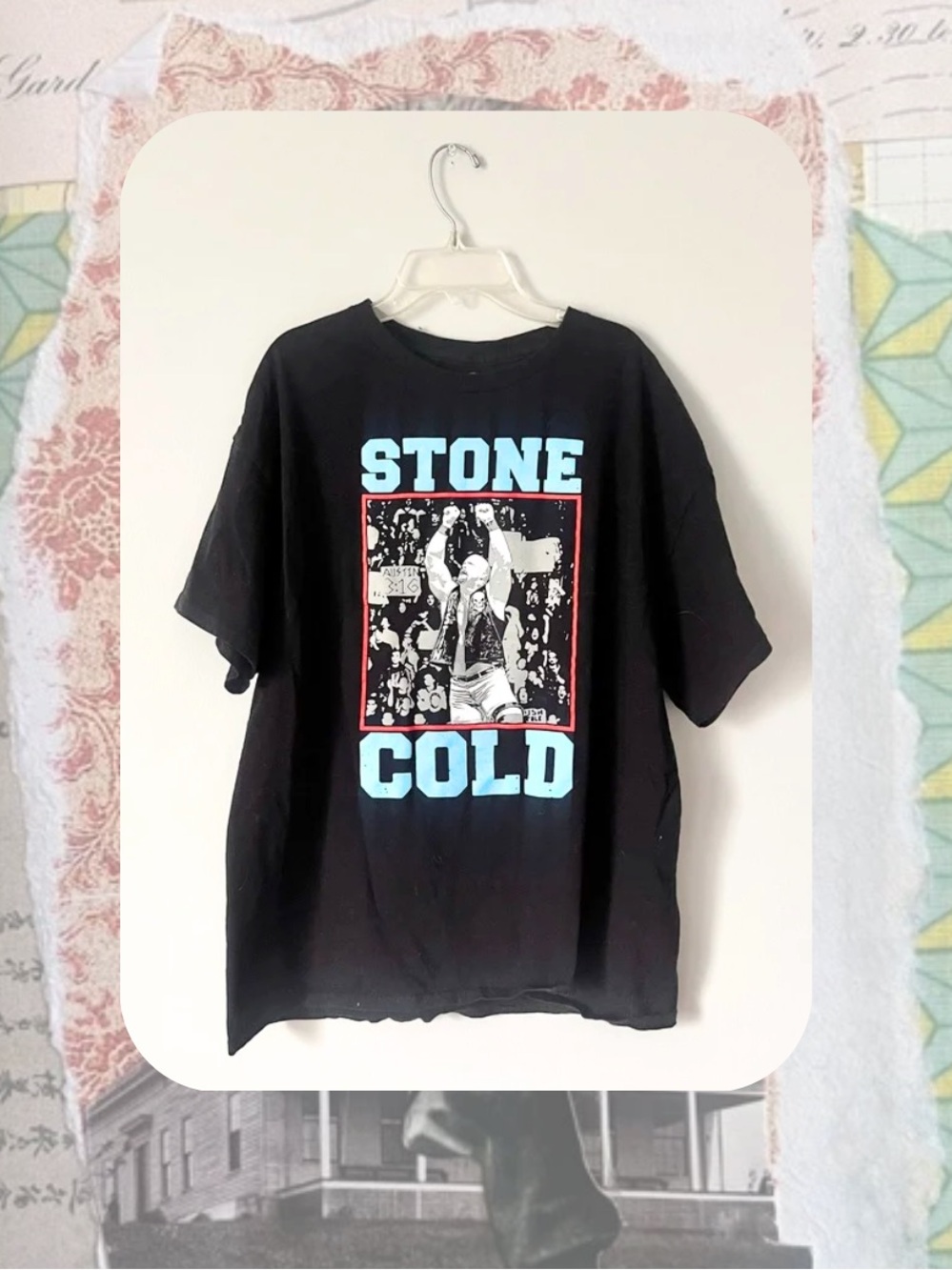 (men’s) WWE Ripple Junction Stone Cold Austin Black Short Sleeve Graphic Tee